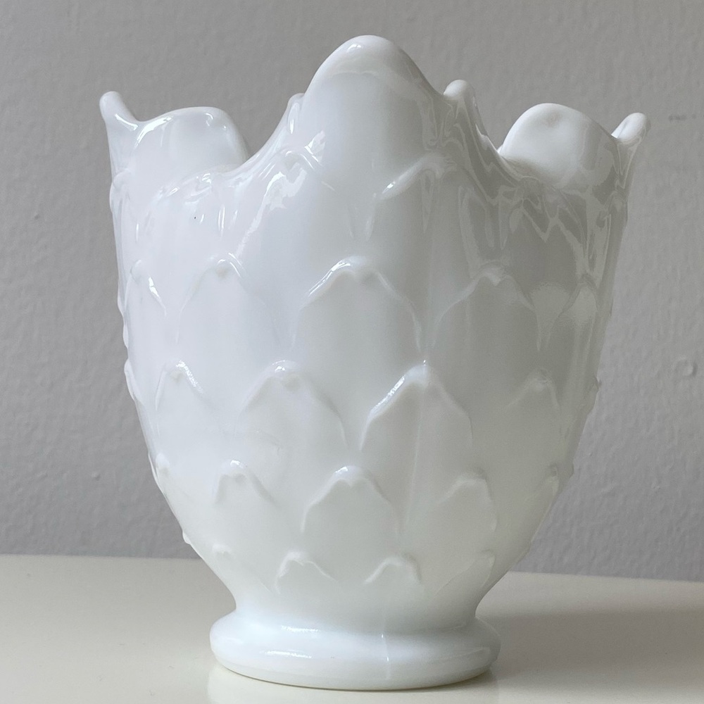 Vintage Imperial Glass Artichoke Milk Glass Vase